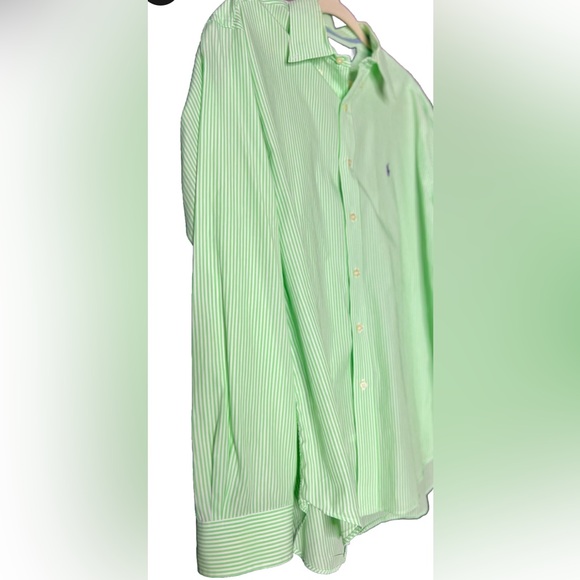 🤩 NEW Listing Polo Ralph Lauren Green Striped Button Front Classic Fit Shirt EUC - Picture 4 of 7
